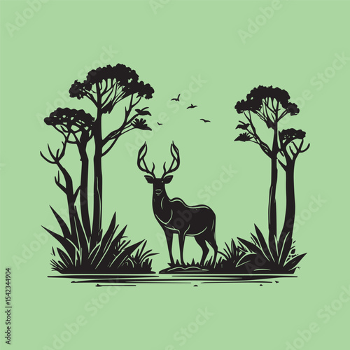 Tropical mangrove forest minimalist design