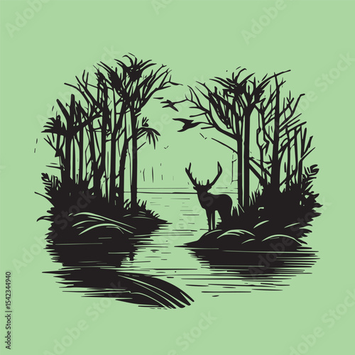 Tropical mangrove forest minimalist design