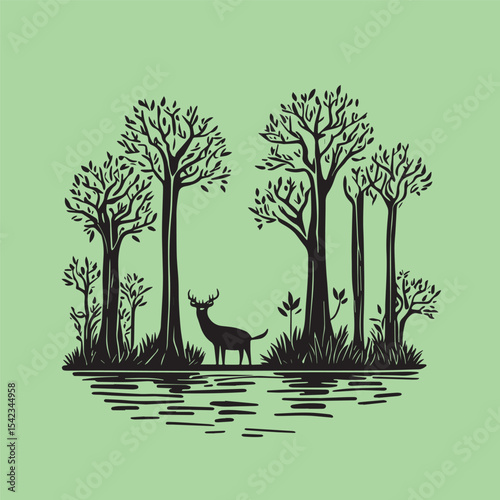 Tropical mangrove forest minimalist design