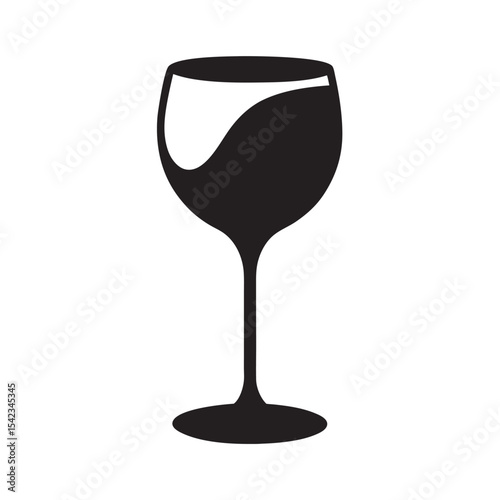 Wine Glass Silhouette Drink Vector Icon