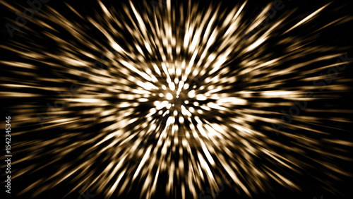 Abstract golden burst of light rays on a dark background