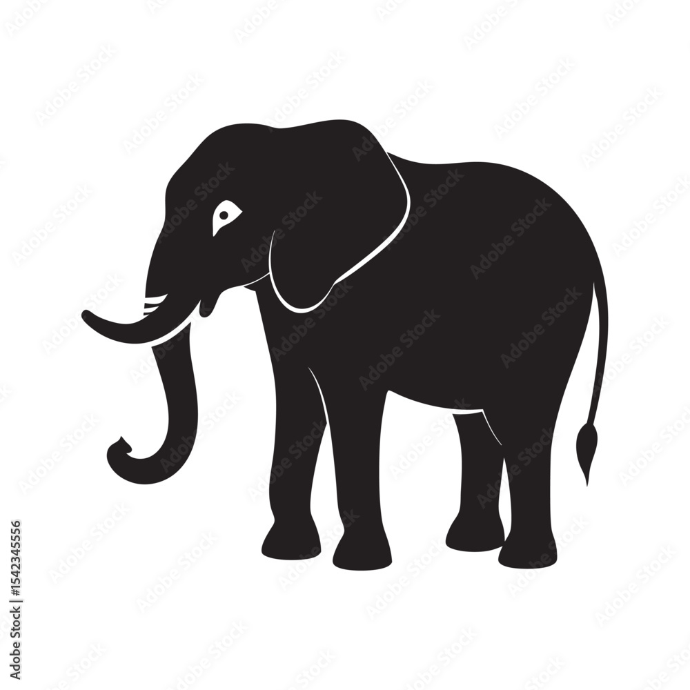 Fototapeta premium Standing Elephant Silhouette Vector Art Illustration