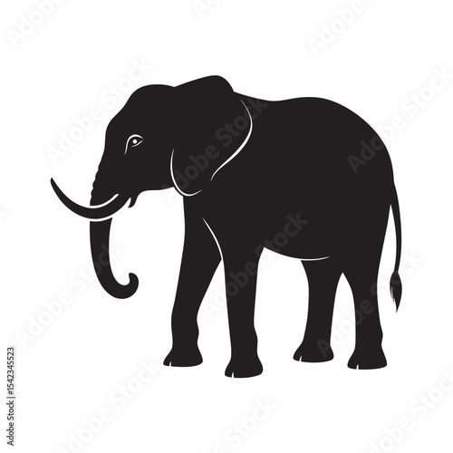 Standing Elephant Silhouette Vector Art Design