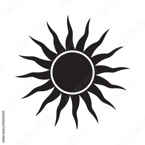 Sun Silhouette Radiating Lines Vector Illustration