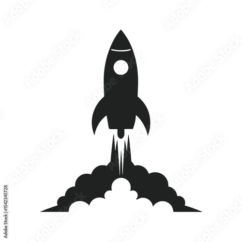 Rocket Ship Silhouette Vector Launch Illustration