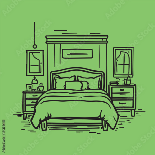 Monochromatic bedroom interior architectural design