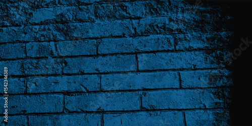 Distressed urban brickwork in a captivating night blue, emphasizing its raw texture and shadowed details.
