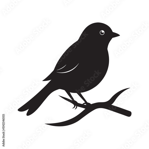 Bird Silhouette On Branch Vector Image