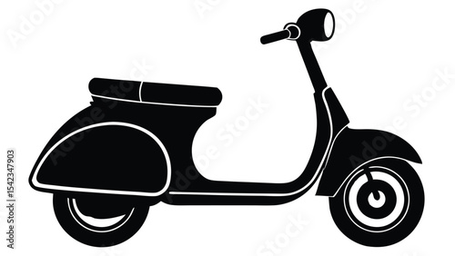 Isolated vintage scooter silhouette on white background