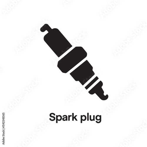 Black and White Illustration of a Car Engine Spark Plug for Automotive Repair or Mechanical Engineering Concepts