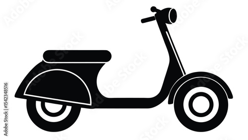 Isolated classic scooter silhouette on white background