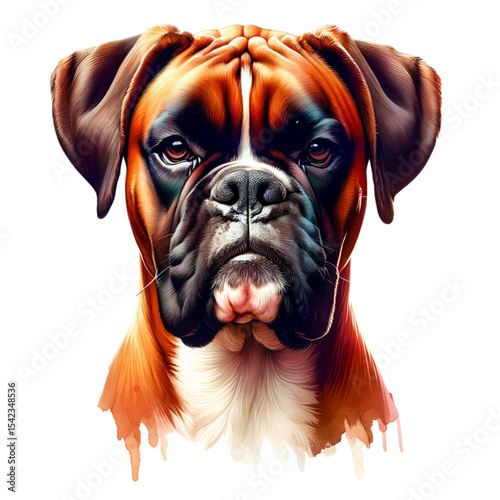 Boxer's Introspection: A striking, close-up depiction of a boxer dog, showcasing the breed's distinctive features, with a thoughtful expression.