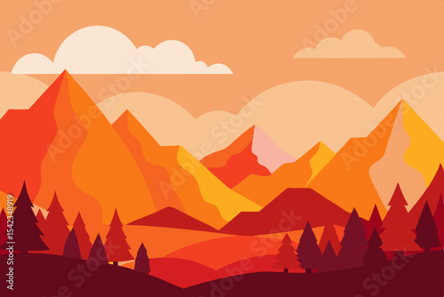 Vibrant Autumn Mountain Landscape A Stunning Illustration of Nature's Hues