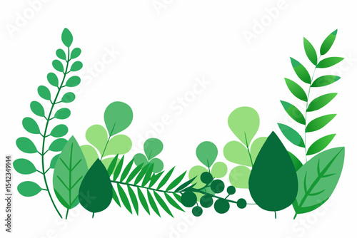Vibrant Green Foliage Nature's Lush Greenery Illustration