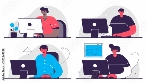 Diverse Characters in a Programming Illustration Set