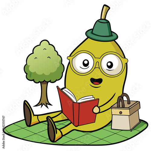 Pear Wearing Glasses Cartoon