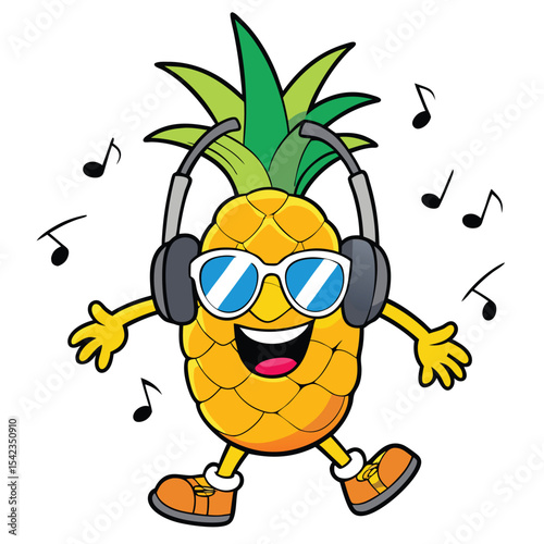 Funky Pineapple Listening To Music