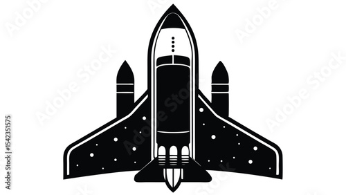 Space shuttle silhouette isolated on white background