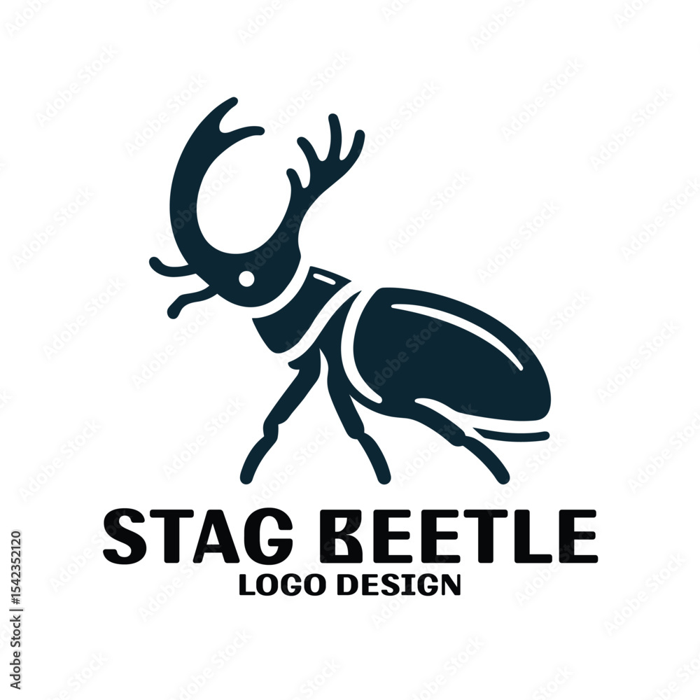 Obraz premium Stag Beetle Vector Logo Design