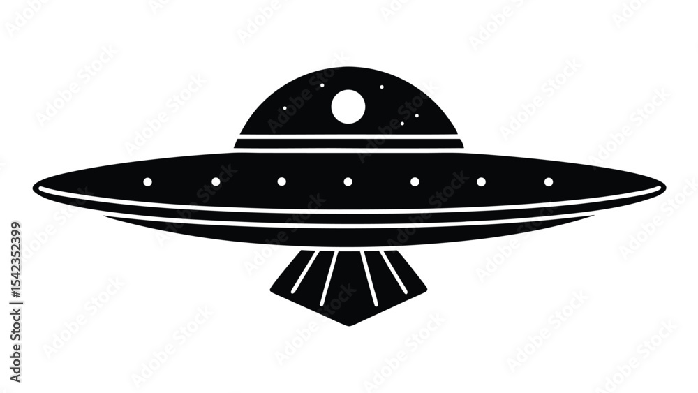 A black ufo silhouette isolated on white background A black ufo silhouette isolated on white background