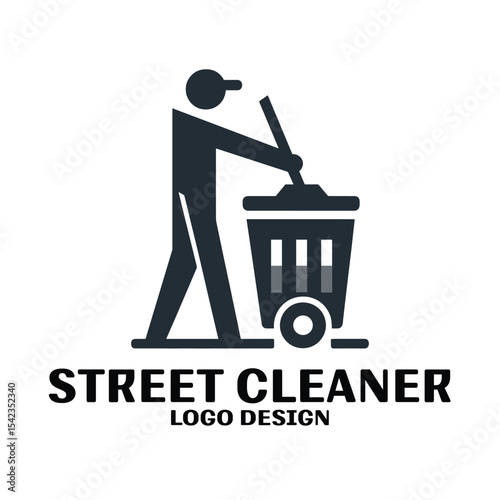 Street Cleaner Vector Logo Design