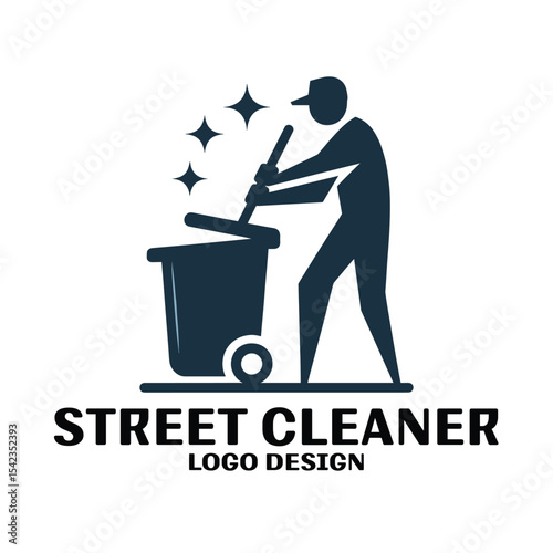 Street Cleaner Vector Logo Design