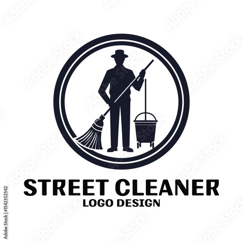 Street Cleaner Vector Logo Design