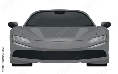 Grey car. front view. vector illustration	
