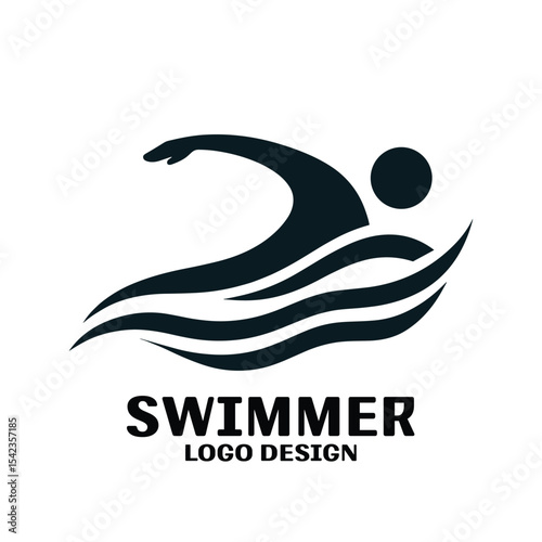 Swimmer Vector Logo Design