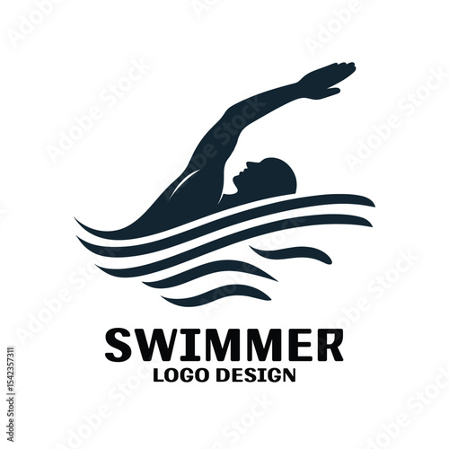 Swimmer Vector Logo Design