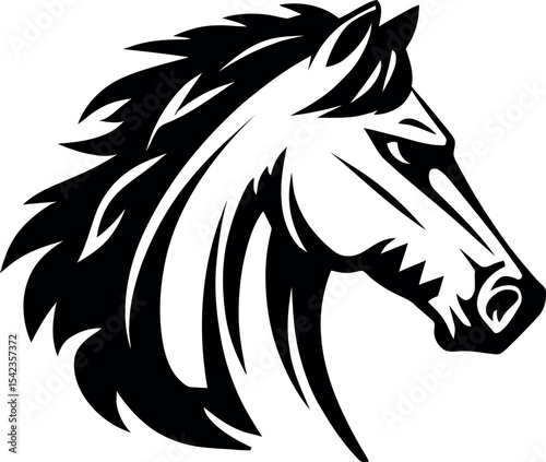 Black and White horse Head – Minimalist Line Art Vector Illustration for Logo or Print Design