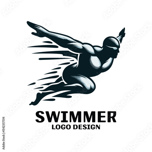 Swimmer Vector Logo Design
