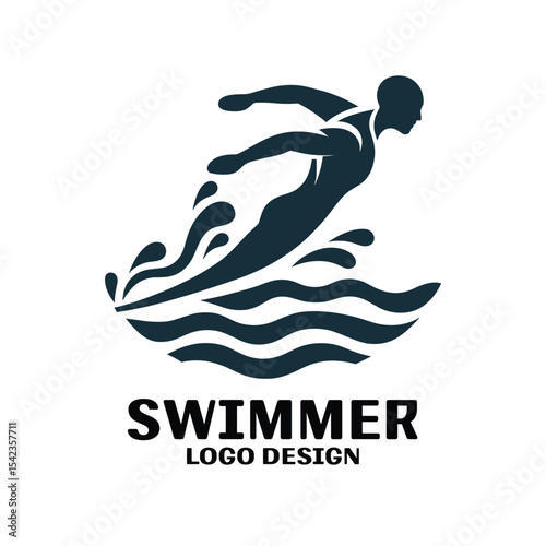 Swimmer Vector Logo Design