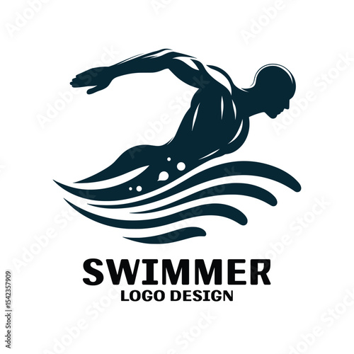 Swimmer Vector Logo Design