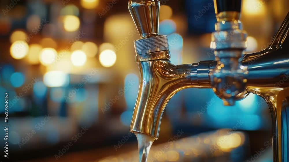 A close-up shot of a beer faucet on a bar, ideal for use in food and beverage related contexts A close-up shot of a beer faucet on a bar, ideal for use in food and beverage related contexts