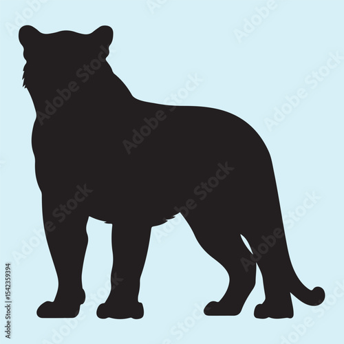 Wild Panther Silhouette, Powerful Jungle Animal