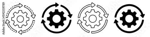 Circular Gear Icons Process, Workflow, and Continuous Improvement