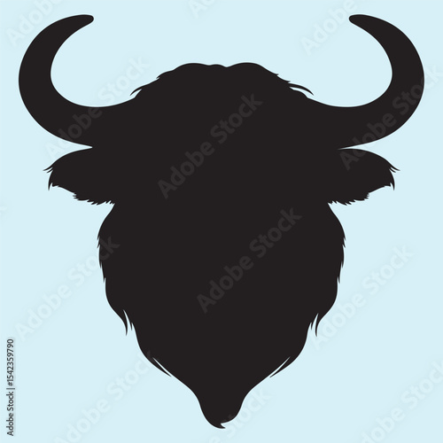 Bull Head Silhouette , Powerful Animal Horned Skull