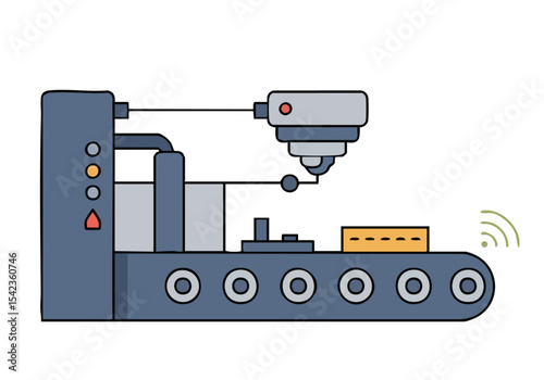 Industrial automation with sensor stream monitoring a production line. Modern, clean design. Ideal for technology and manufacturing concepts.