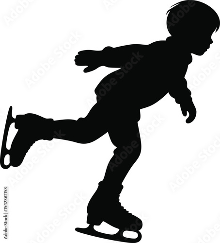 Silhouette of a Child Ice Skating Winter Sports Fun