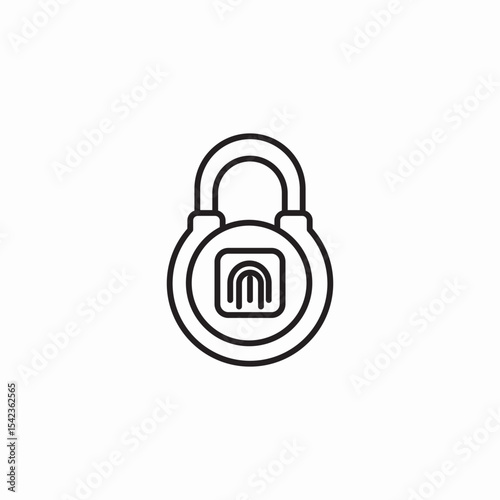 fingerprint padlock security icon sign vector