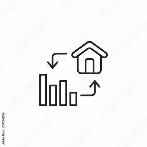 house market fluctuation icon sign vector