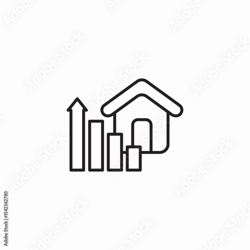 house market growth icon sign vector