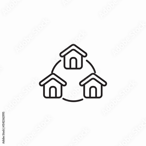 neighborhood community houses icon sign vector