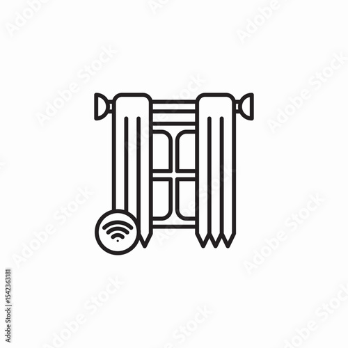 smart curtains icon sign vector