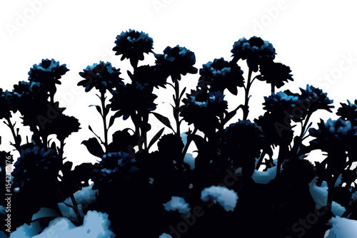 Creative Black Flower Artwork with Blue Accent Petals