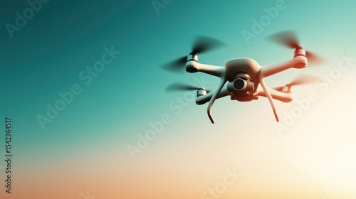 This sleek drone flies elegantly against a beautiful backdrop, representing cutting-edge technology and the evolving world of aerial photography.