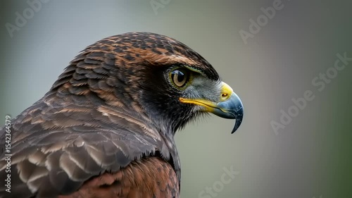 Close-up of a hawk's head and upper body