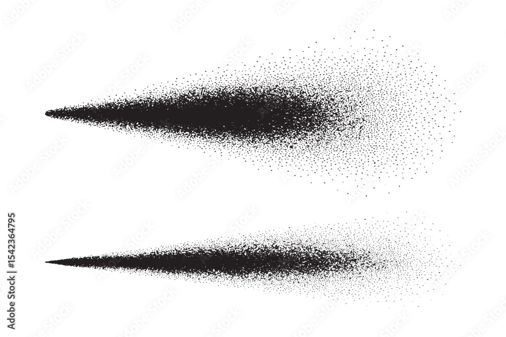 Set of Black Spray Paint Bursts or Mist Trails