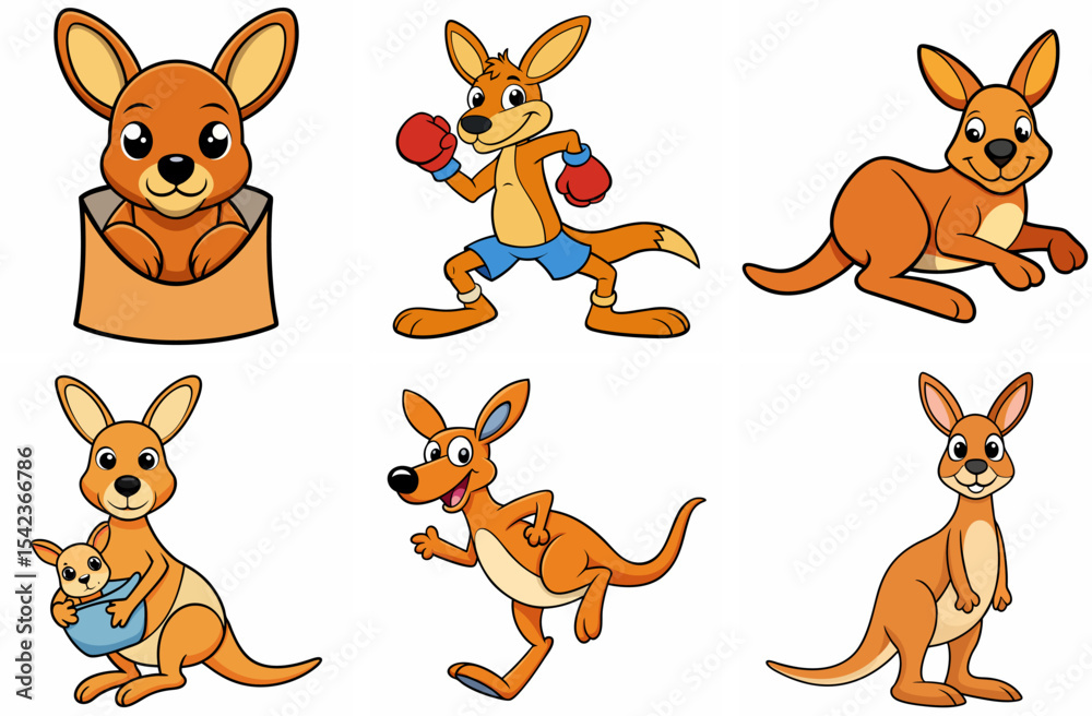 Obraz premium Adorable Kangaroo Illustrations for Childrens Books and Cute Designs